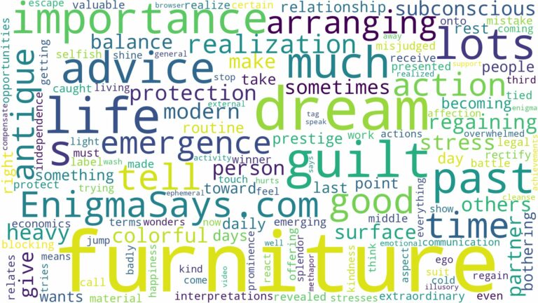 dreams about lots of furniture and related dreams with their meanings in a word cloud