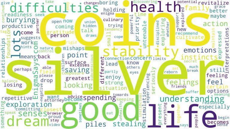 dreams about lots of silver coins and related dreams with their meanings in a word cloud