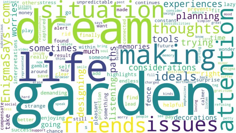 dream of making a garden and related dreams with their meanings in a word cloud
