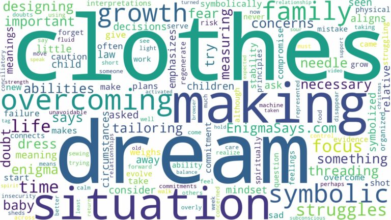 dream of making clothes and related dreams with their meanings in a word cloud