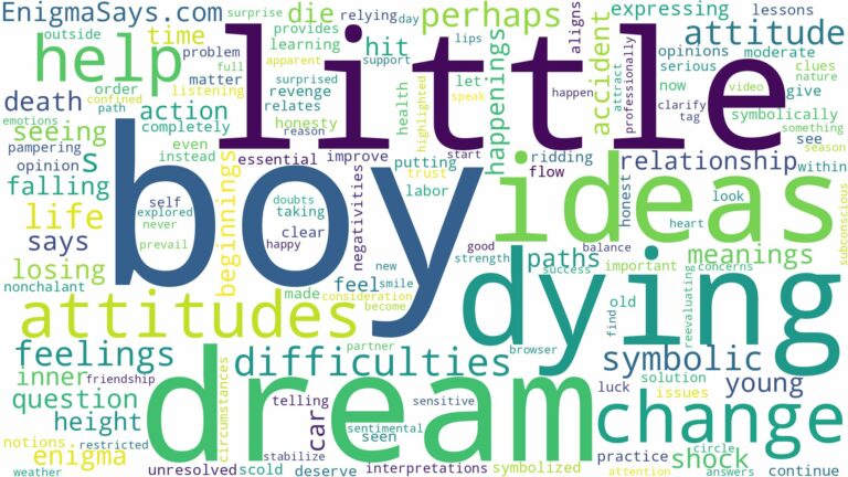 dreaming about a little boy dying and related dreams with their meanings in a word cloud