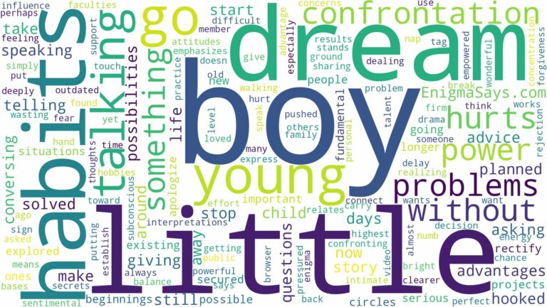 dreaming about a little boy talking to you and related dreams with their meanings in a word cloud