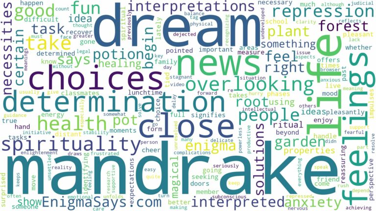 dream about mandrake and related dreams with their meanings in a word cloud