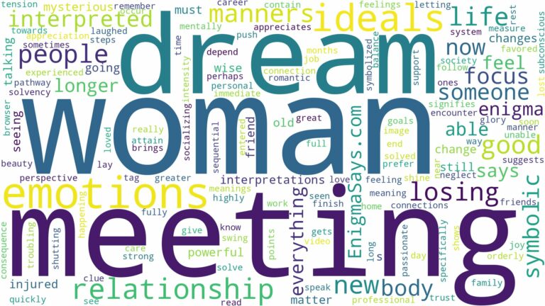 dream of meeting a woman and related dreams with their meanings in a word cloud