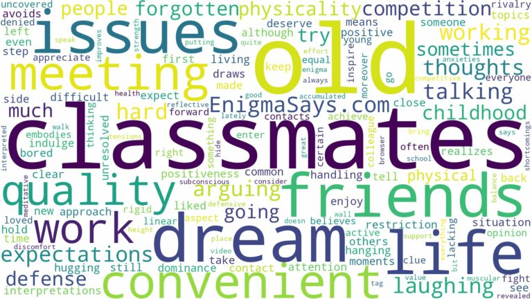 dreaming of meeting old classmates and related dreams with their meanings in a word cloud