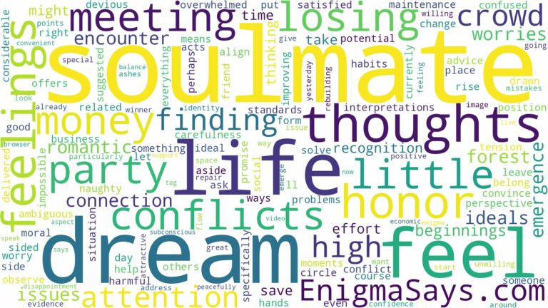 dream of meeting soulmate and related dreams with their meanings in a word cloud
