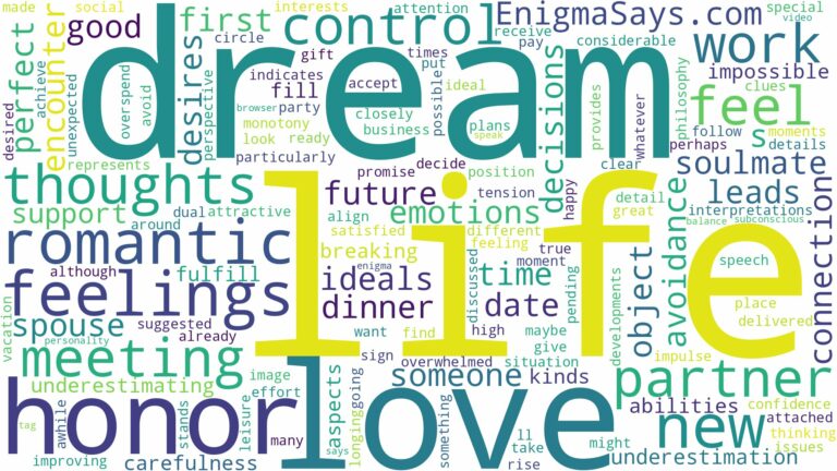 dreaming of meeting the love of your life and related dreams with their meanings in a word cloud