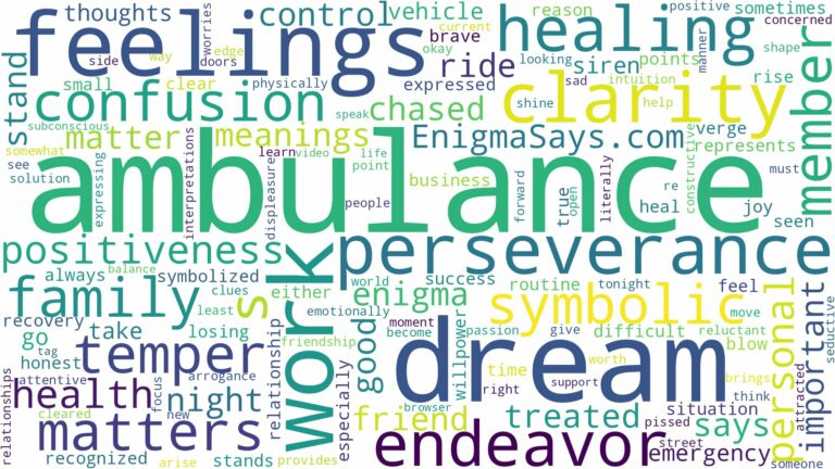 dream of being in ambulance and related dreams with their meanings in a word cloud
