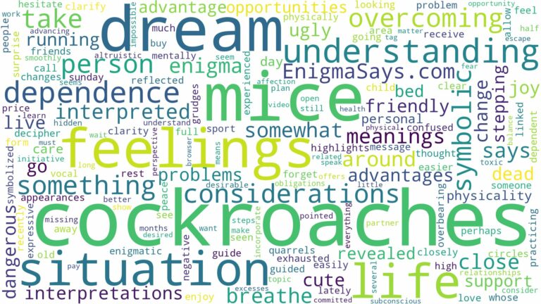 dream about mice and cockroaches and related dreams with their meanings in a word cloud