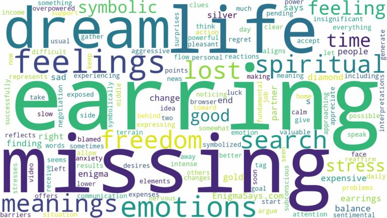 dream of missing earring and related dreams with their meanings in a word cloud