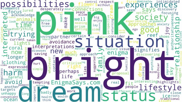 dream about bright pink and related dreams with their meanings in a word cloud