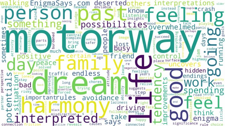 dream about motorway and related dreams with their meanings in a word cloud