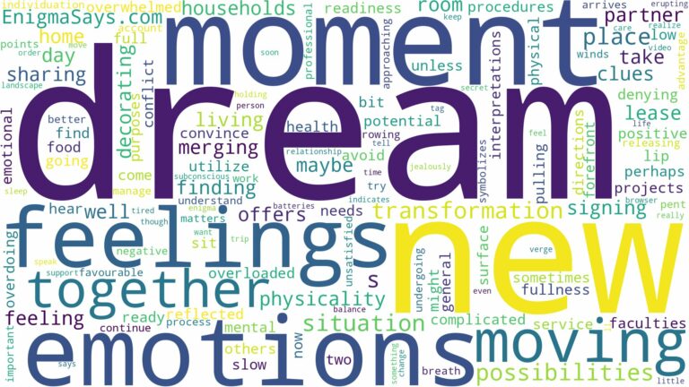 dream of moving in together and related dreams with their meanings in a word cloud
