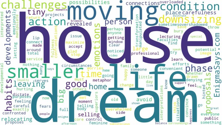 dreaming of moving to a smaller house and related dreams with their meanings in a word cloud