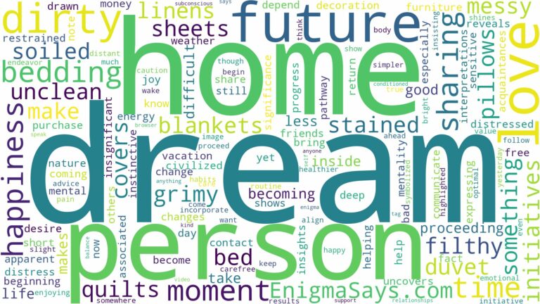 dreaming of dirty bedding and related dreams with their meanings in a word cloud