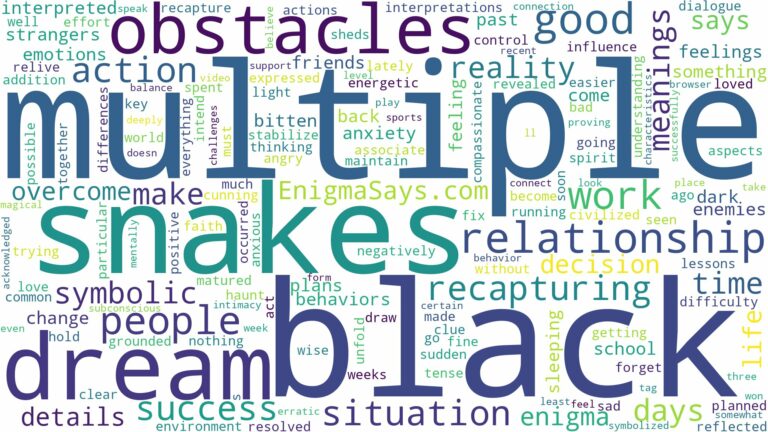 dream about multiple black snakes and related dreams with their meanings in a word cloud
