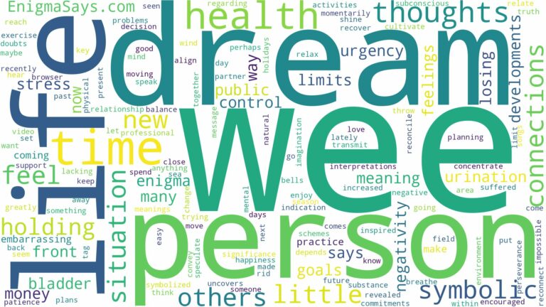 dream of having a wee and related dreams with their meanings in a word cloud