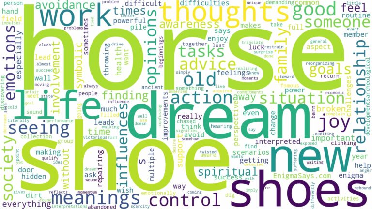 dream about horse shoe and related dreams with their meanings in a word cloud