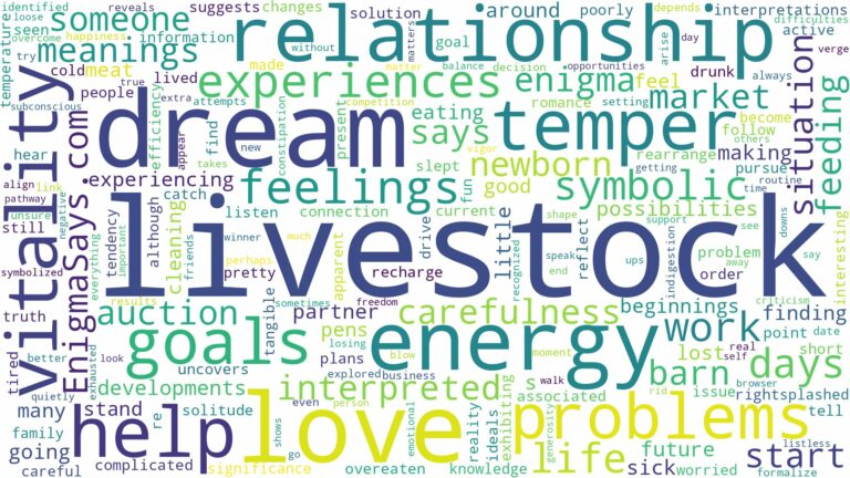 dream about livestock and related dreams with their meanings in a word cloud