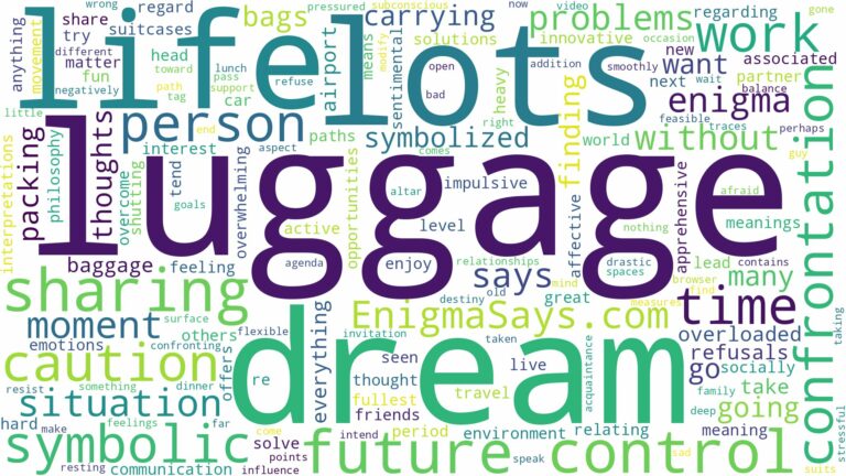 dreams about lots of luggage and related dreams with their meanings in a word cloud