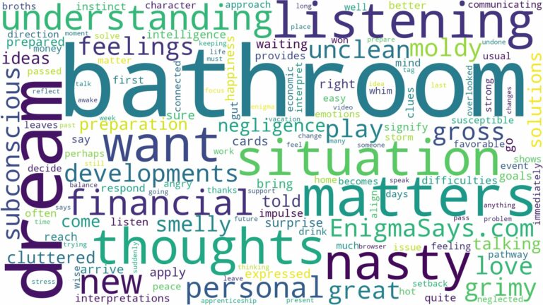 dream about nasty bathroom and related dreams with their meanings in a word cloud