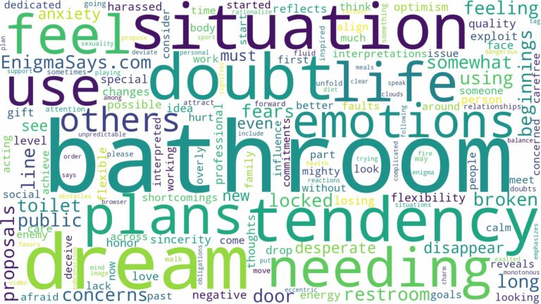dreaming of needing to use the bathroom and related dreams with their meanings in a word cloud