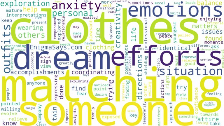 dreaming of matching clothes with someone and related dreams with their meanings in a word cloud