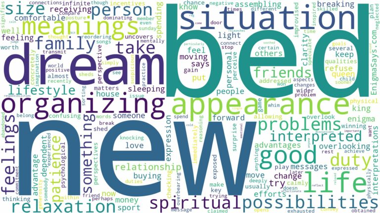 dream about new bed and related dreams with their meanings in a word cloud