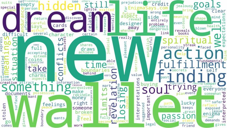 dream about new wallet and related dreams with their meanings in a word cloud