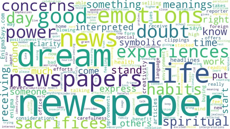 dream about newspaper and related dreams with their meanings in a word cloud