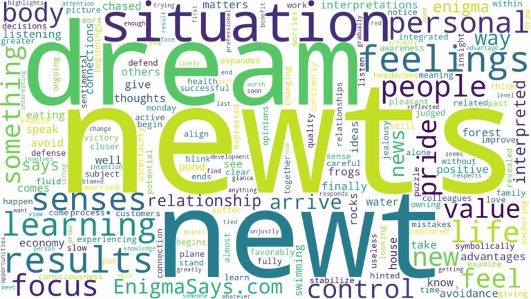 dreams about newts and related dreams with their meanings in a word cloud