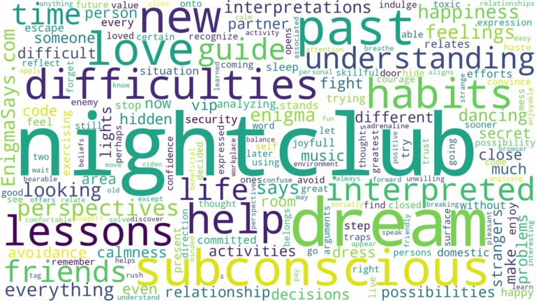 dream about nightclub and related dreams with their meanings in a word cloud