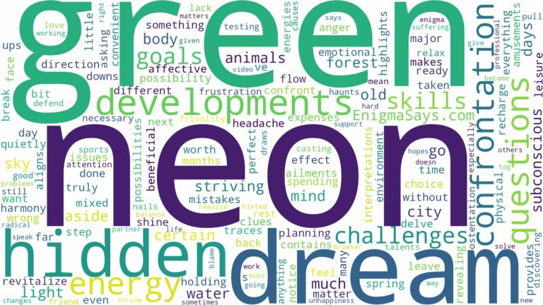 dream about neon green and related dreams with their meanings in a word cloud