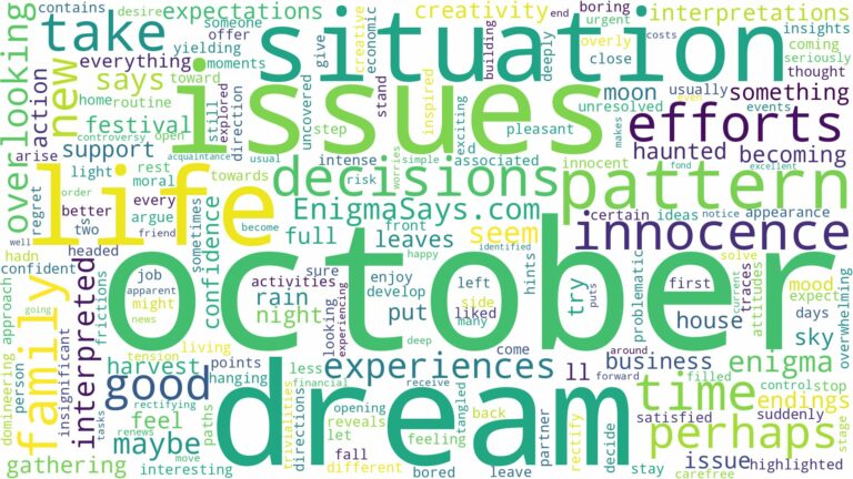 dream about october and related dreams with their meanings in a word cloud