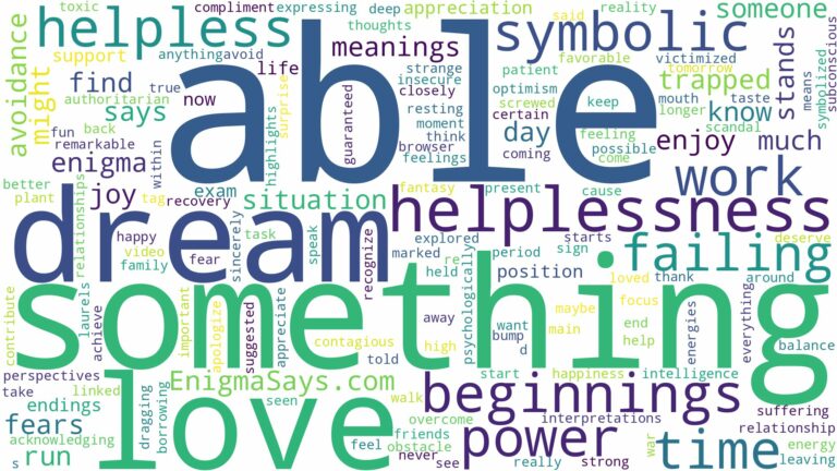 dreaming of not being able to do something and related dreams with their meanings in a word cloud