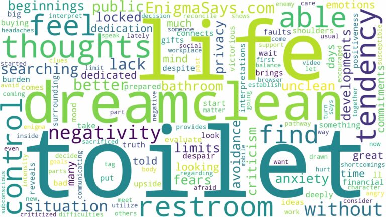 dreaming about not being able to find a clean toilet and related dreams with their meanings in a word cloud
