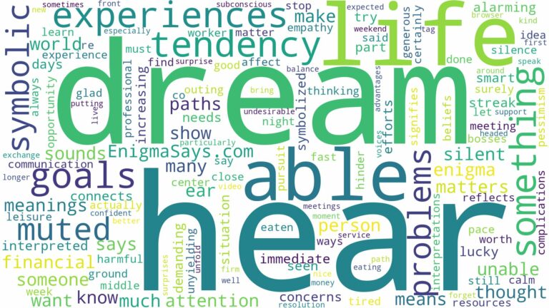 dreaming of not being able to hear and related dreams with their meanings in a word cloud