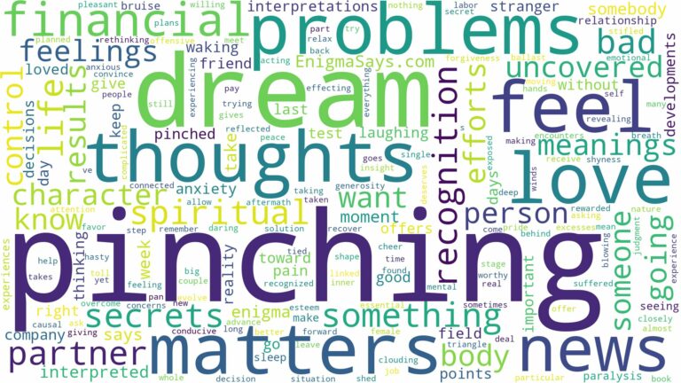 dream of pinching and related dreams with their meanings in a word cloud