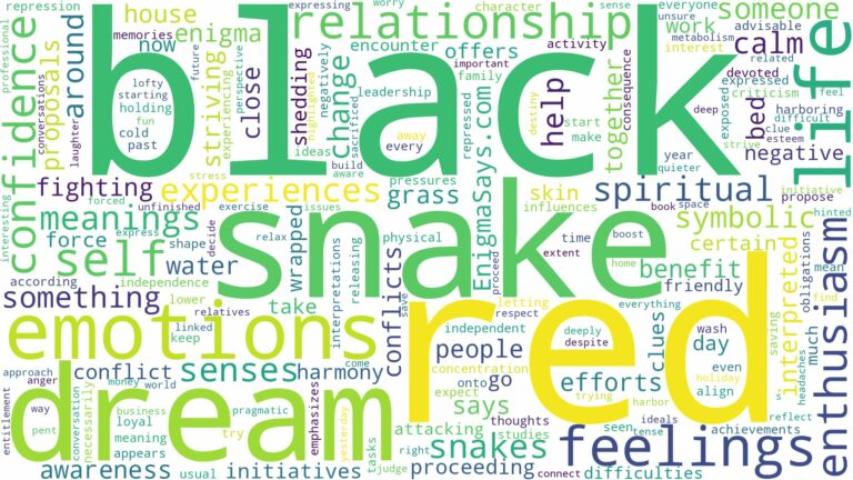dream about red black snake and related dreams with their meanings in a word cloud