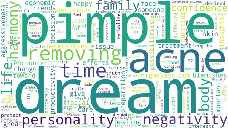 dream of removing pimple and related dreams with their meanings in a word cloud