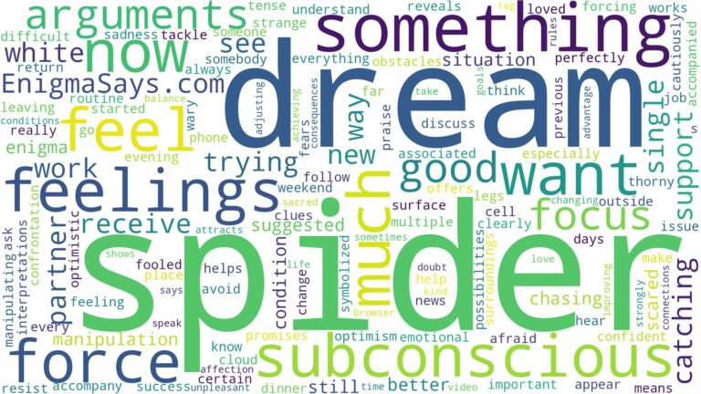 dream about one spider and related dreams with their meanings in a word cloud