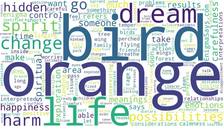 dream about orange bird and related dreams with their meanings in a word cloud