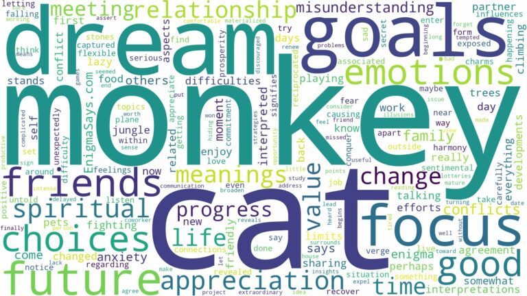 dream about a monkey and a cat and related dreams with their meanings in a word cloud