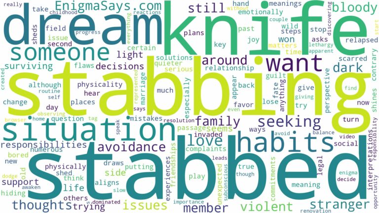 dreaming about someone being stabbed with a knife and related dreams with their meanings in a word cloud