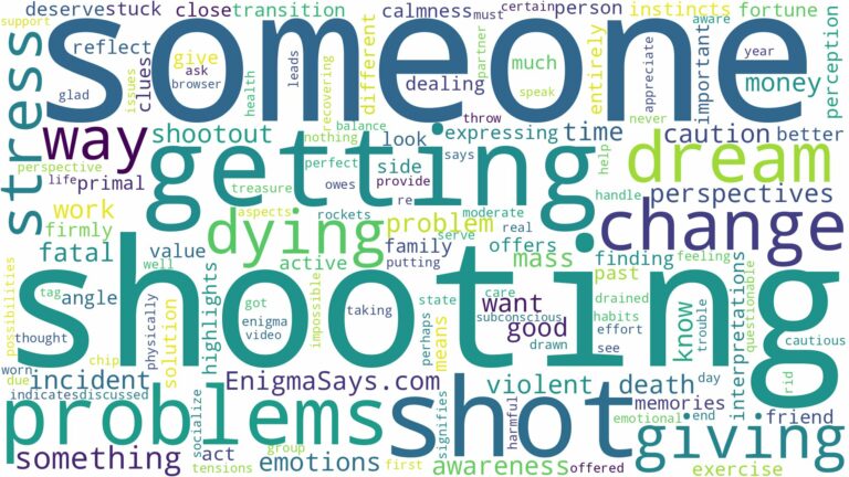 dreaming about someone getting shot and dying and related dreams with their meanings in a word cloud