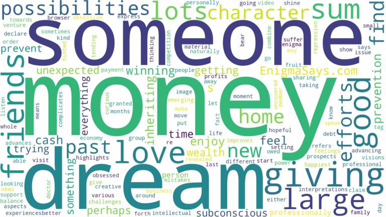 dreaming about someone giving you lots of money and related dreams with their meanings in a word cloud