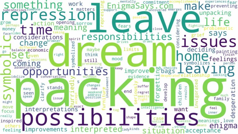 dream of packing to leave and related dreams with their meanings in a word cloud
