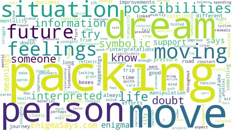 dream of packing to move and related dreams with their meanings in a word cloud