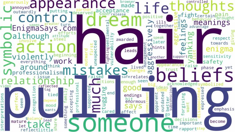 dreaming about someone pulling out hair and related dreams with their meanings in a word cloud