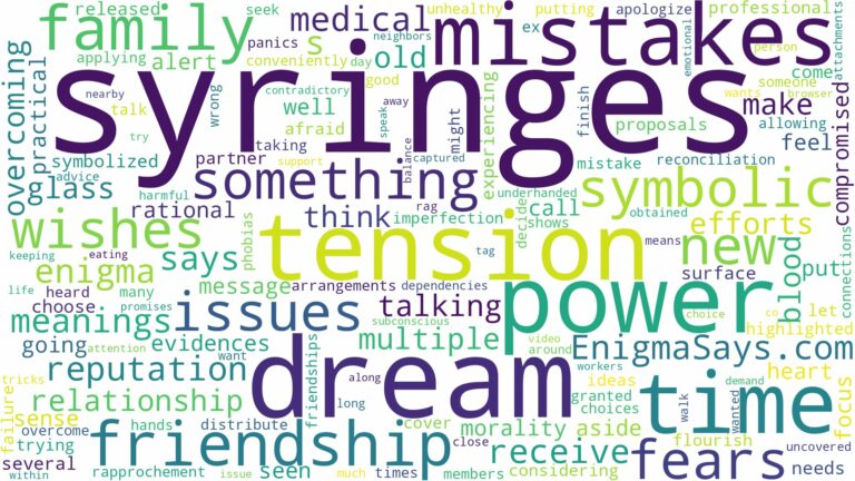 dreams about syringes and related dreams with their meanings in a word cloud